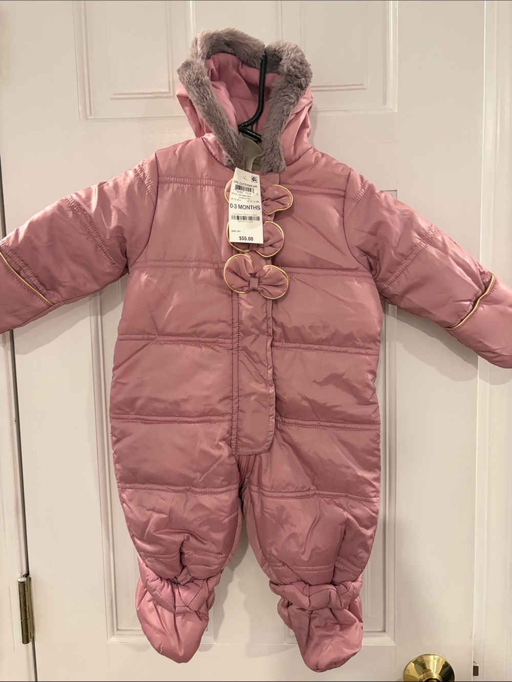 First Impressions Pink Puffer Hooded One-Piece
